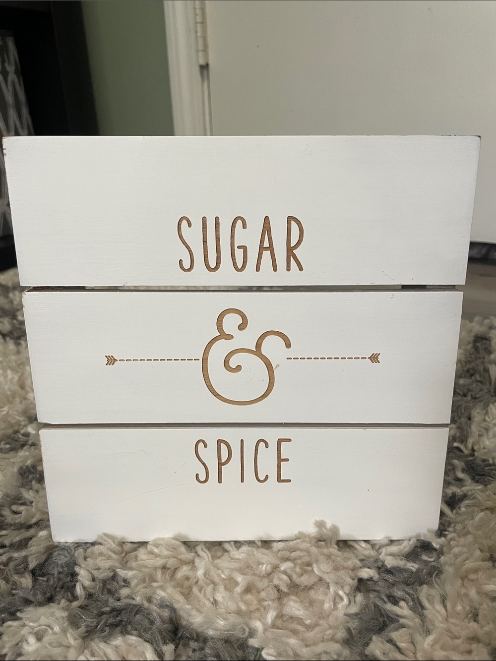 thirty-one Wooden Block Accent - White with custom engraving